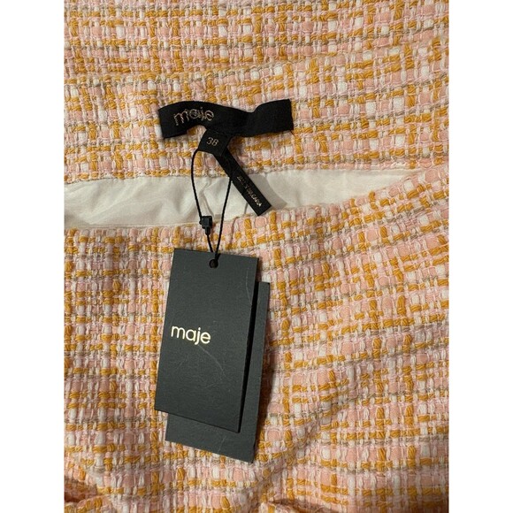Maje womens Jilandra Tweed Short Mini Skirt size 38 EU (8 US) Orange Pink $325 - Picture 8 of 12